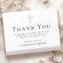 Rose taupe cross funeral sympathy thank you card