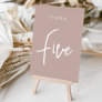 Rose Taupe Hand Scripted Table FIVE Table Number