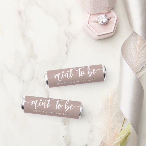 Rose Taupe  Heart Script Personalized Wedding Breath Savers Mints