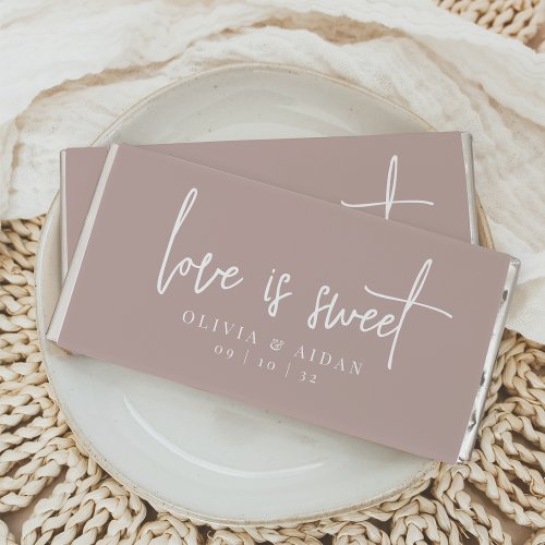 Rose Taupe  Love Is Sweet Personalized Wedding Hershey Bar Favors