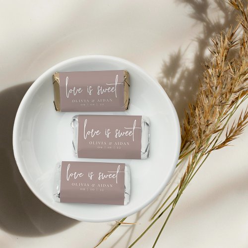Rose Taupe  Love Is Sweet Personalized Wedding Hersheys Miniatures