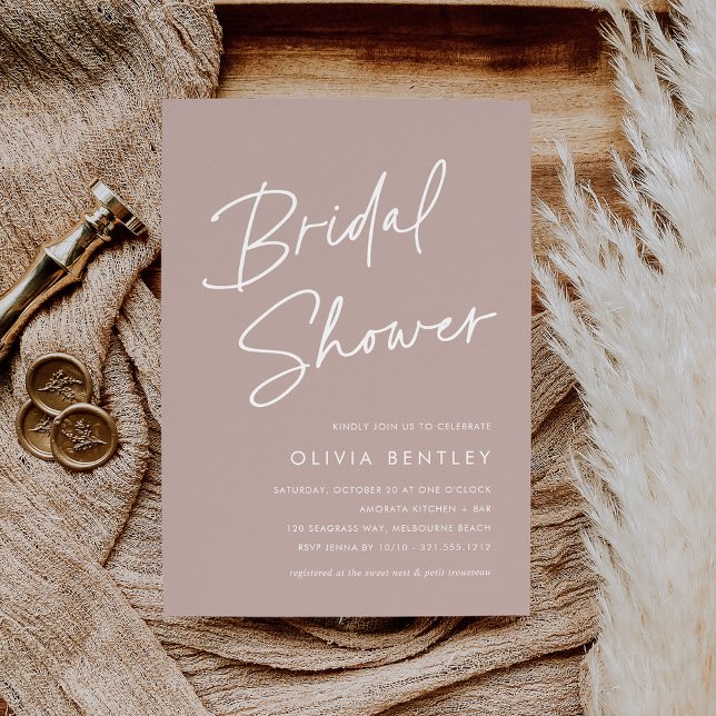 Rose Taupe | Minimalist Script Bridal Shower Invitation (Creator Uploaded)
