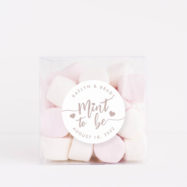Rose Taupe | Mint to Be Personalized Wedding Favor Classic Round Sticker (Creator Uploaded)