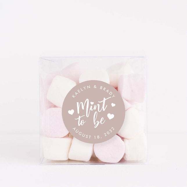 Rose Taupe | Mint to Be Personalized Wedding Favor Classic Round Sticker (Creator Uploaded)