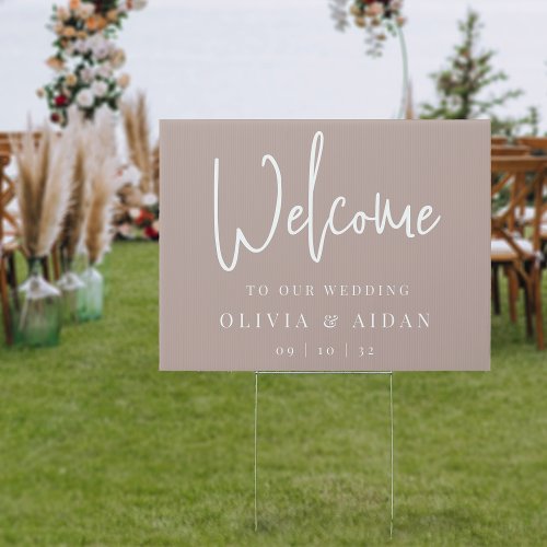 Rose Taupe  Modern Handwritten Wedding Welcome Sign