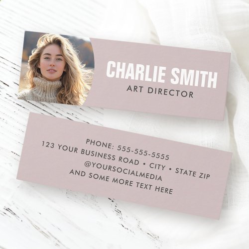 Rose taupe modern minimal photo mini business card