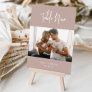Rose Taupe Modern Script + Classic Serif Photo Table Number
