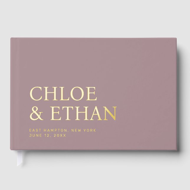 Rose Taupe Modern Wedding Foil Foil Guest Book (Front)