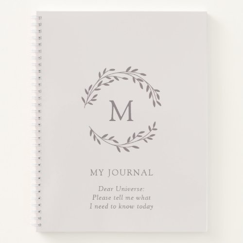 Rose Taupe Monogram Wreath Alabaster Journaling Notebook