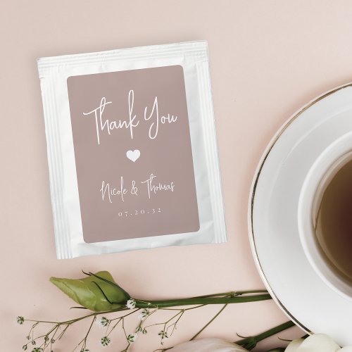 Rose Taupe  Personalized Wedding Favor Tea Bag Drink Mix