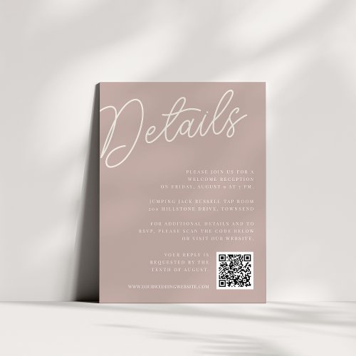 Rose Taupe  Script Watermark All_in_One Details Enclosure Card