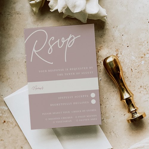 Rose Taupe  Script Watermark Meal Choice RSVP Card