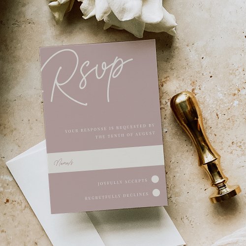 Rose Taupe  Script Watermark Traditional RSVP Card