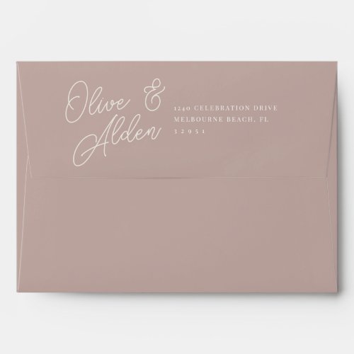 Rose Taupe  Script Watermark Wedding 5x7 Envelope
