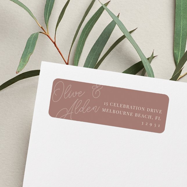 Rose Taupe Script Watermark Wedding Return Address Label (Creator Uploaded)