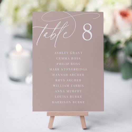 Rose Taupe  Table Number  Guest Names