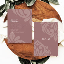 Rose Taupe Tasteful Classic Script Damask Wedding
