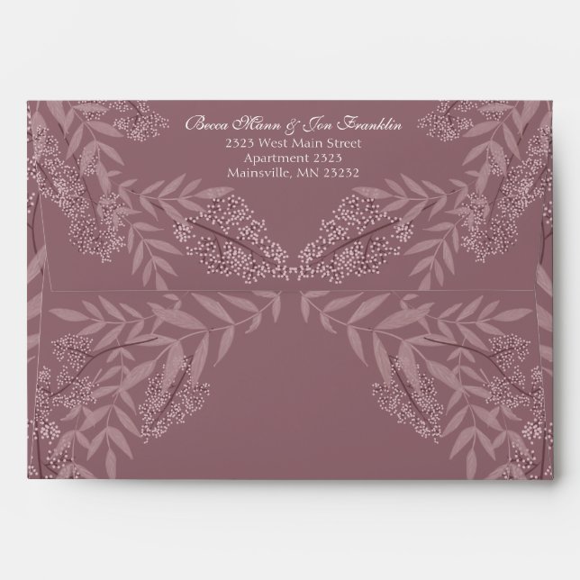 Rose Taupe Wedding Vintage Botanical Envelope (Back (Top Flap))