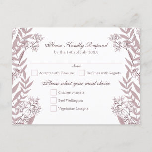 Rose Taupe Wedding Vintage Botanical Holiday Postcard