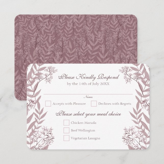 Rose Taupe Wedding Vintage Botanical Invitation (Front/Back)