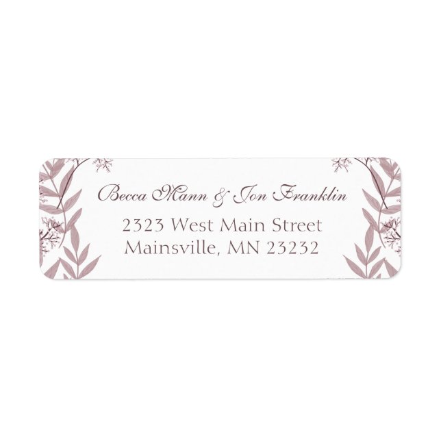 Rose Taupe Wedding Vintage Botanical Label (Front)