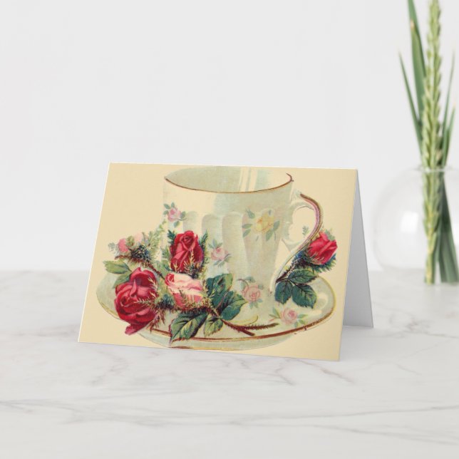 Rose Tea Cup Love Notes Card (Front)