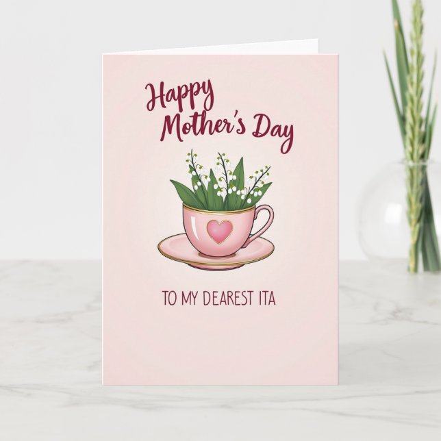Rose Teacup Hearts Mothers Day Card (Front)