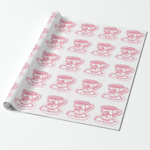 Rose Teacups Pattern Wrapping Paper