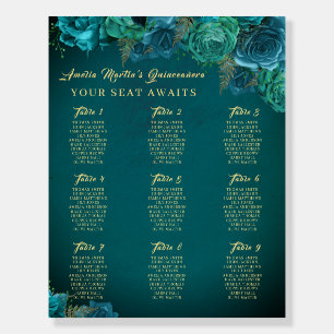 Rose Teal Swirl Gold Seating Chart Foam Boards