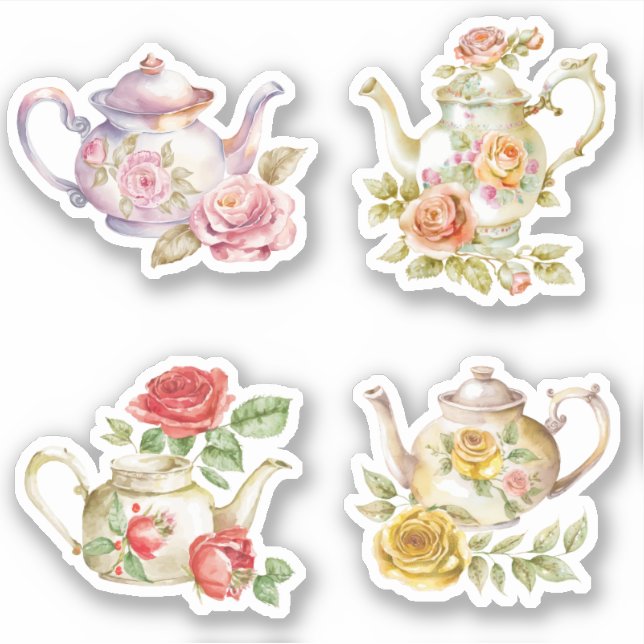 Rose Teapots Sticker (Front)