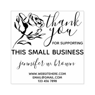 Rose Thank you for supporting small business Rubber Stamp