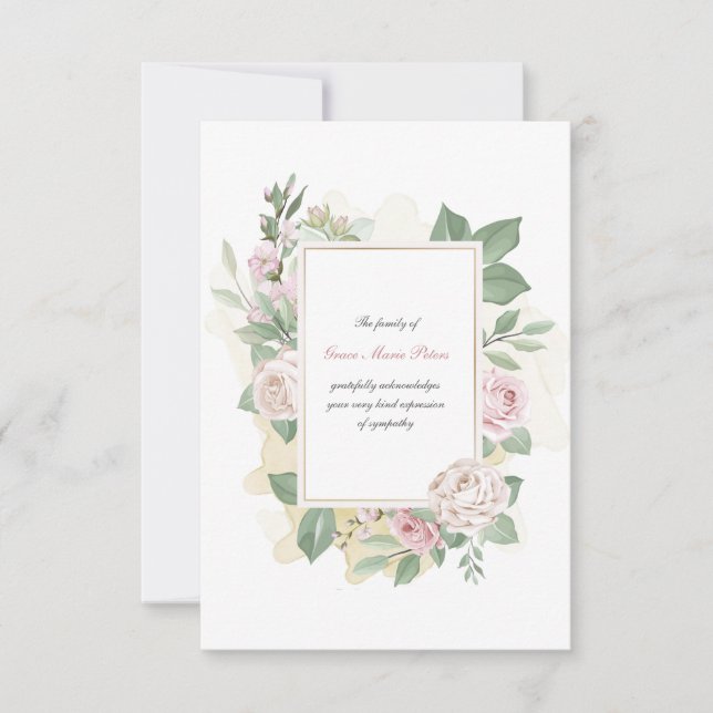 Rose Thank You Sympathy Cards (Front)