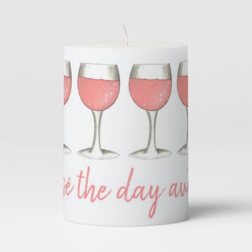 Ros The Day Away Pink Rose Glass Wine Centerpiece Pillar Candle