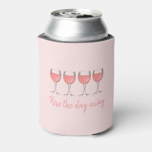Ros The Day Away Pink Rose Glass Wine Lover Can Cooler