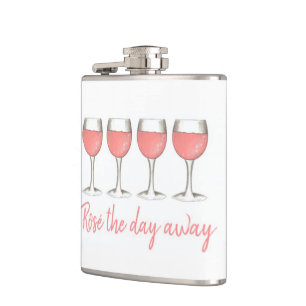 Rosé The Day Away Pink Rose Glass Wine Lover Flask