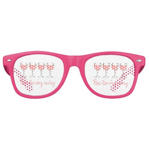 Ros The Day Away Pink Rose Glass Wine Lover Retro Sunglasses