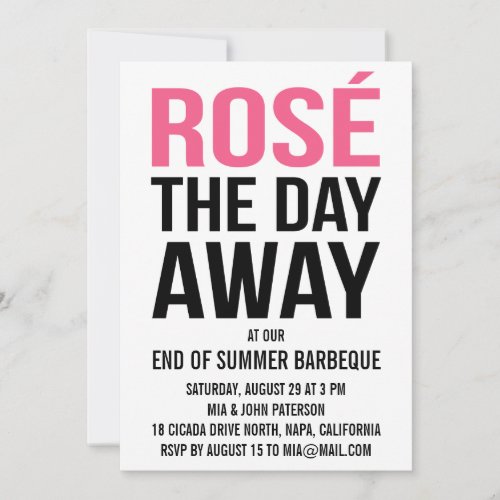 Rose the Day Away Summer Party Invitation