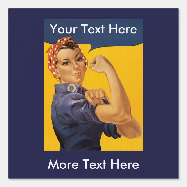 Rose the Riveter YOUR TEXT HERE Customize! Banner Sign (Front)