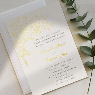 Rose Theme Forever Ecru Formal Classic Wedding Foil Invitation