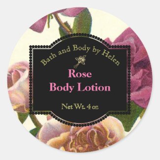 Rose Themed Bath Products Label
