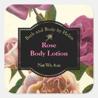 Rose Themed Bath Products Label