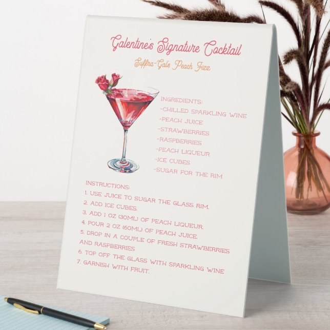 Rose Themed Self Serve Signature Cocktail  Table Tent (In SItu (Table))