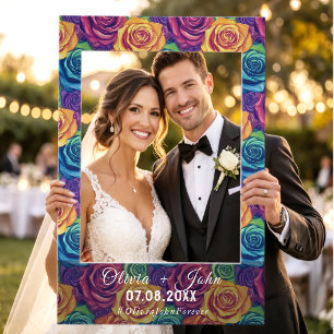 Rose Themed Wedding Photo Booth Frame Classy Selfie Frame