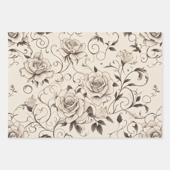 Rose themed Wrapping Paper (Front)