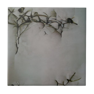 Rose thorns etchings graphic abstract art ceramic tile