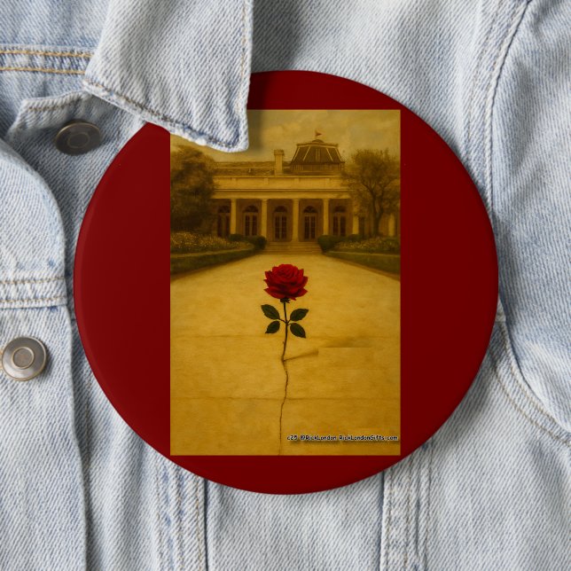 Rose Through the Crack: Back of the White House Button (In Situ)