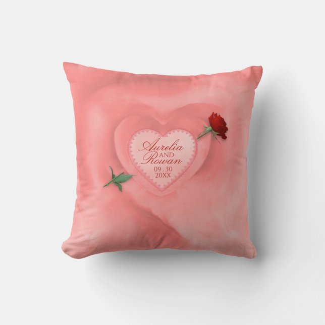 Rose Through the Heart Throw Pillow (Front)