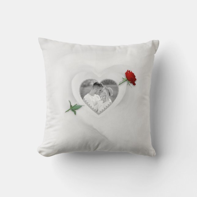 Rose Through the Heart Throw Pillow (Front)