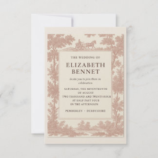 Rose Toile Wedding Invitation – Vintage Estate Ele