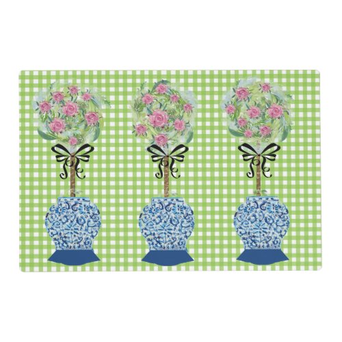Rose Topiary Blue and White Ginger Jar Placemat